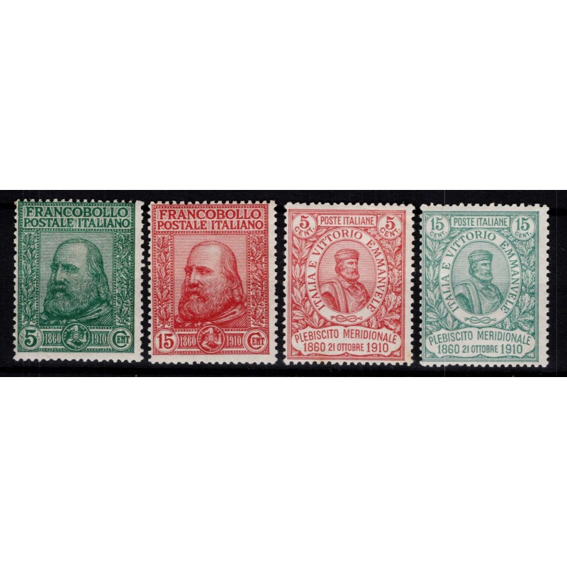 REGNO D'ITALIA 1910 RISORGIMENTO GARIBALDI 4 V. G.I MNH** CERT.  | ...