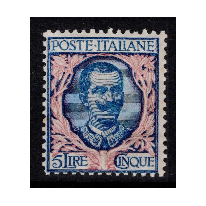 REGNO D'ITALIA 1901 FLOREALE 5 LIRE N.78 G.I MNH** CERT.  | Filatel...