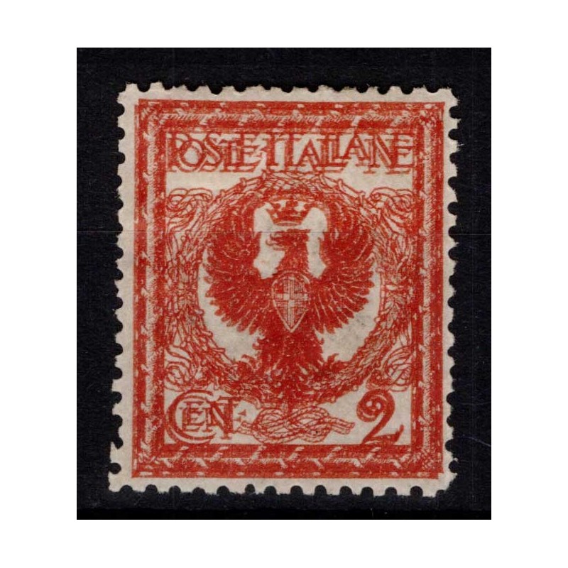 REGNO D'ITALIA 1901 FLOREALE 2 CENTESIMI VARIETA' N.69a G.I MNH** C...