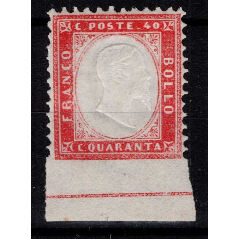 REGNO D'ITALIA 1862 40 CENTESIMI N.3l VARIETA' BORDO FOGLIO G.I MNH...