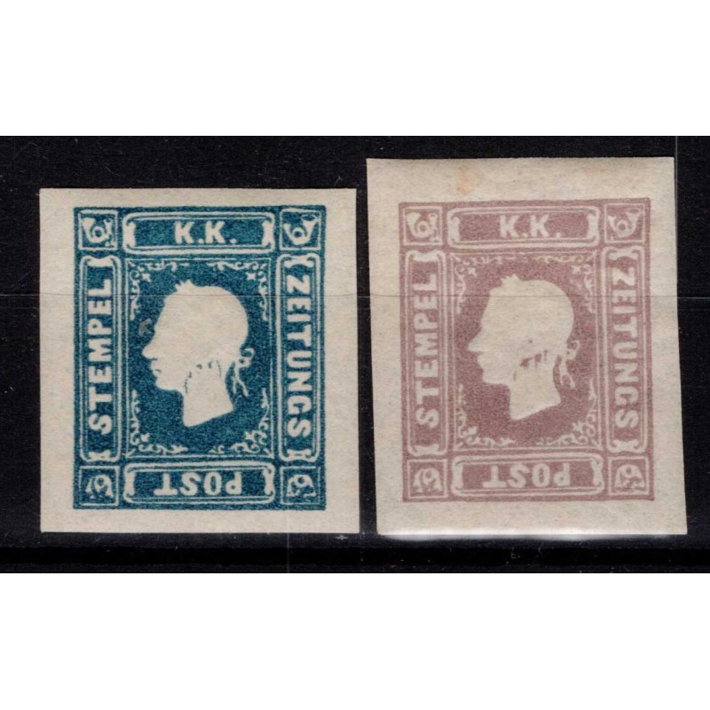 LOMBARDO VENETO 1866 GIORNALI RISTAMPE 1,05 S. 2 V. G.O MH* CERT.  ...