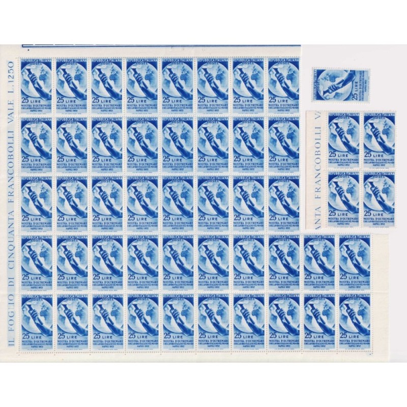 REPUBBLICA 1952 MOSTRA D'OLTREMARE NAPOLI 77 VALORI G.I MNH** COME ...