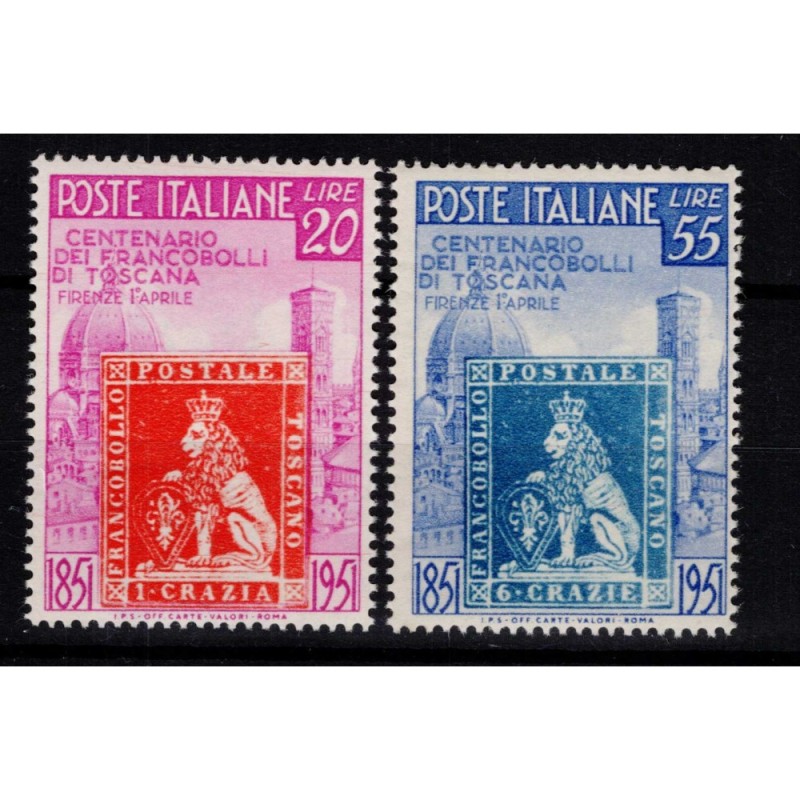 REPUBBLICA 1951 PRIMI FRANCOBOLLI TOSCANA 2 V. G.I MNH**  | Filatel...