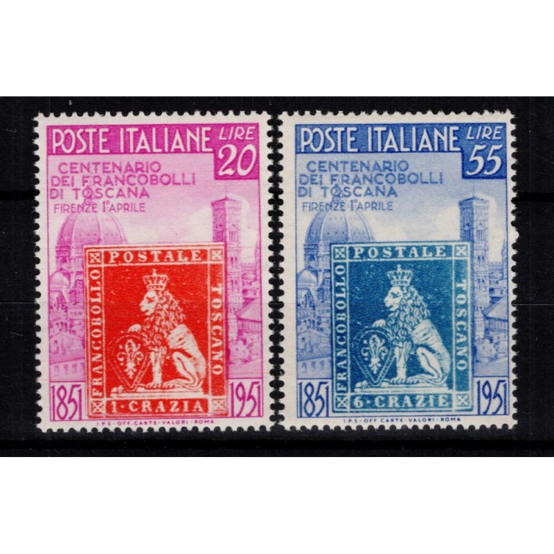 REPUBBLICA 1951 PRIMI FRANCOBOLLI TOSCANA 2 V. G.I MNH**  | Filatel...