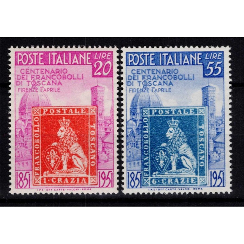 REPUBBLICA 1951 PRIMI FRANCOBOLLI TOSCANA 2 V. G.I MNH**  | Filatel...