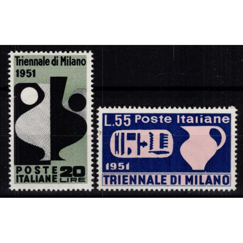 REPUBBLICA 1951 TRIENNALE DI MILANO 2 V. G.I MNH** BORDO FOGLIO  | ...