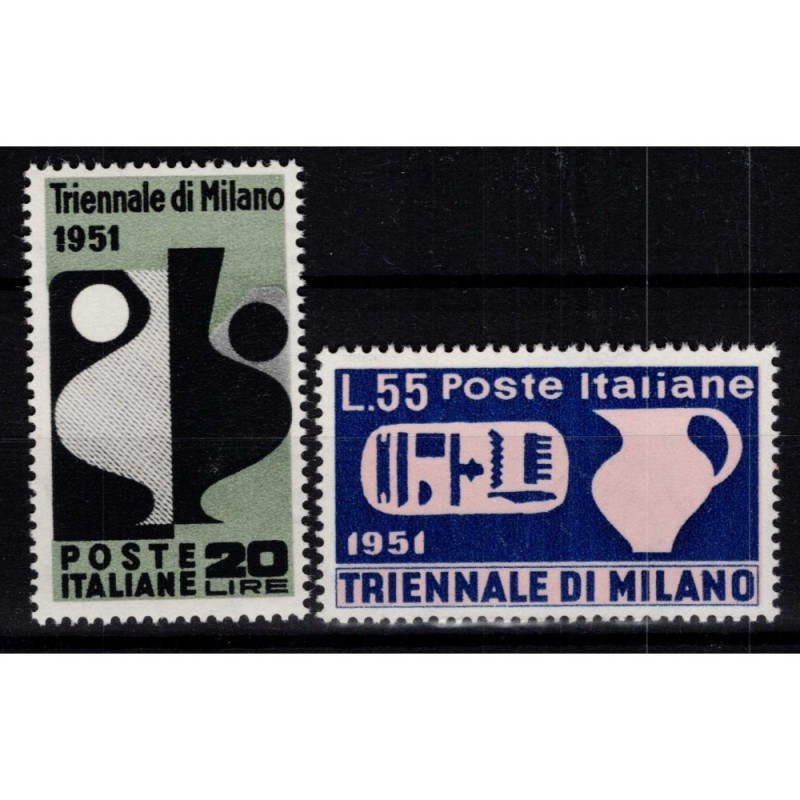 REPUBBLICA 1951 TRIENNALE DI MILANO 2 V. G.I MNH**  | Filatelia Meloni