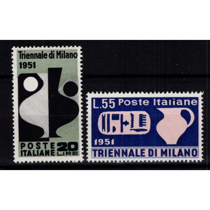 REPUBBLICA 1951 TRIENNALE DI MILANO 2 V. G.I MNH**  | Filatelia Meloni