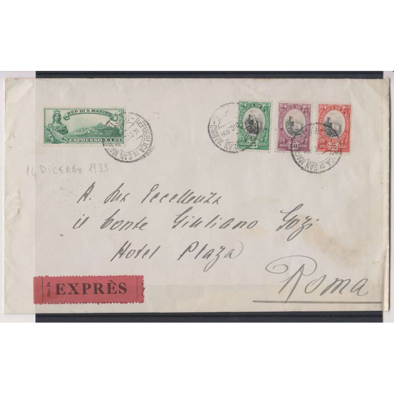 SAN MARINO 1929-35 VEDUTA 3 VALORI + 1929 ESPRESSO LIBERTA' 1,25 LI...