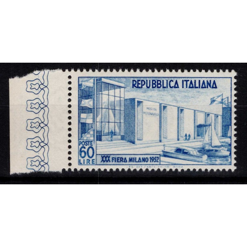 REPUBBLICA 1952 FIERA DI MILANO 60 LIRE G.I MNH** BORDO FOGLIO  | F...