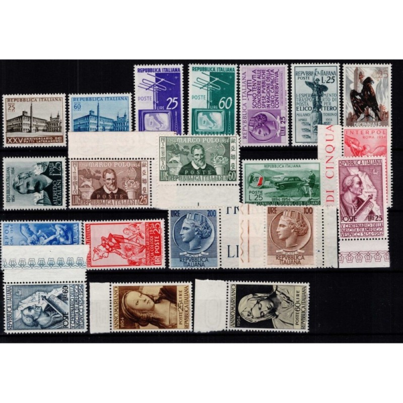 REPUBBLICA 1954 ANNATA COMPLETA 20 VALORI G.I MNH**  | Filatelia Me...