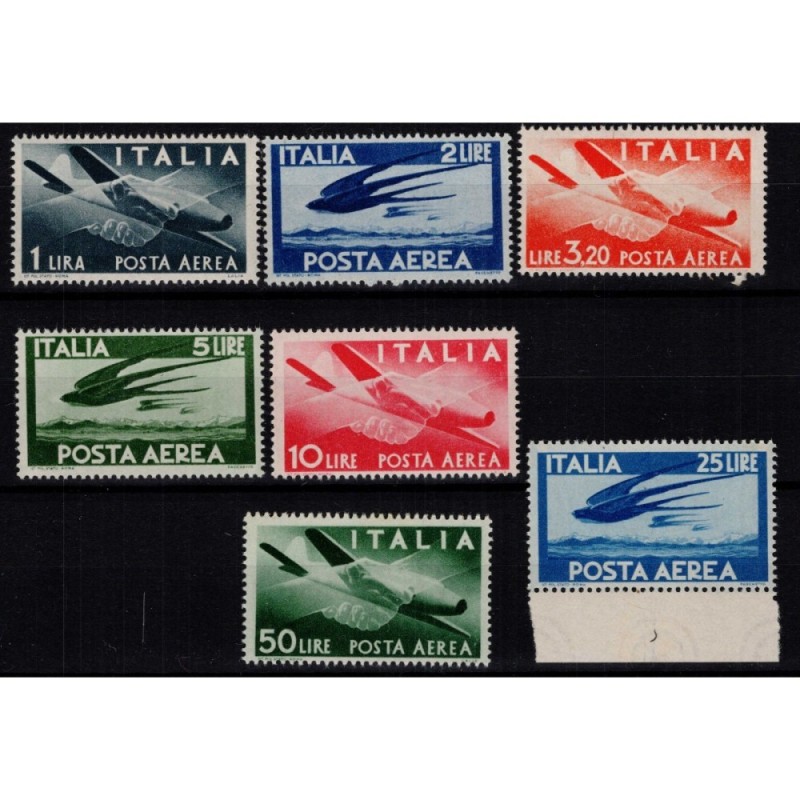 REPUBBLICA 1945-46 POSTA AEREA DEMOCRATICA 7 V. G.I MNH**  | Filate...