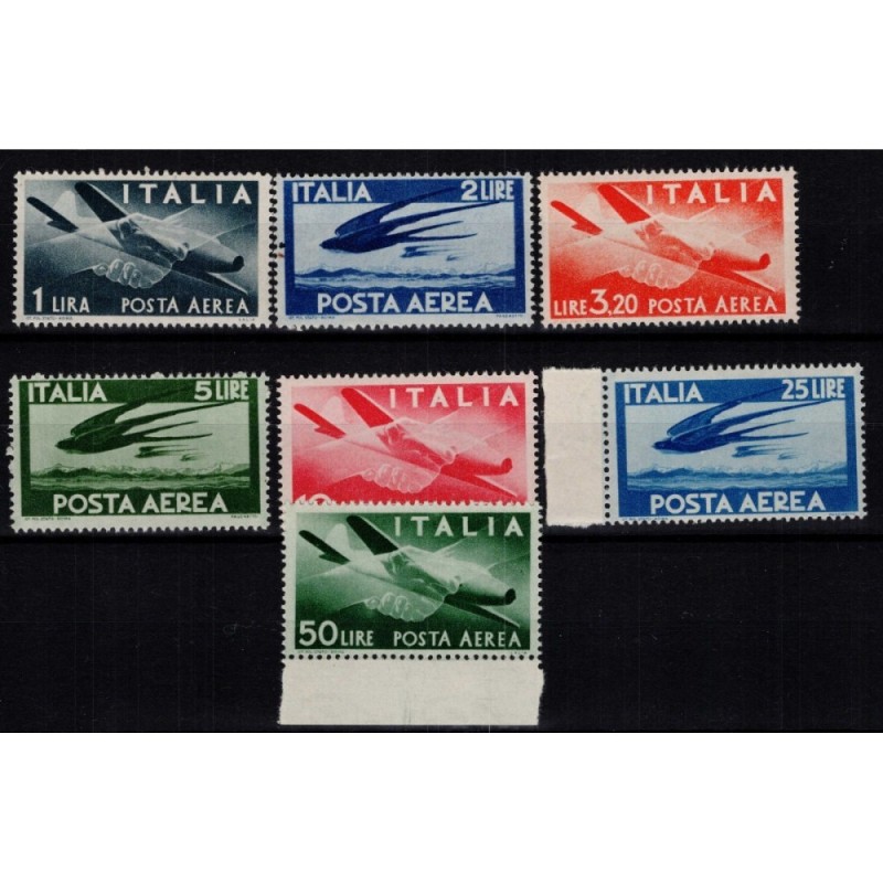 REPUBBLICA 1945-46 POSTA AEREA DEMOCRATICA 7 V. G.I MNH**  | Filate...