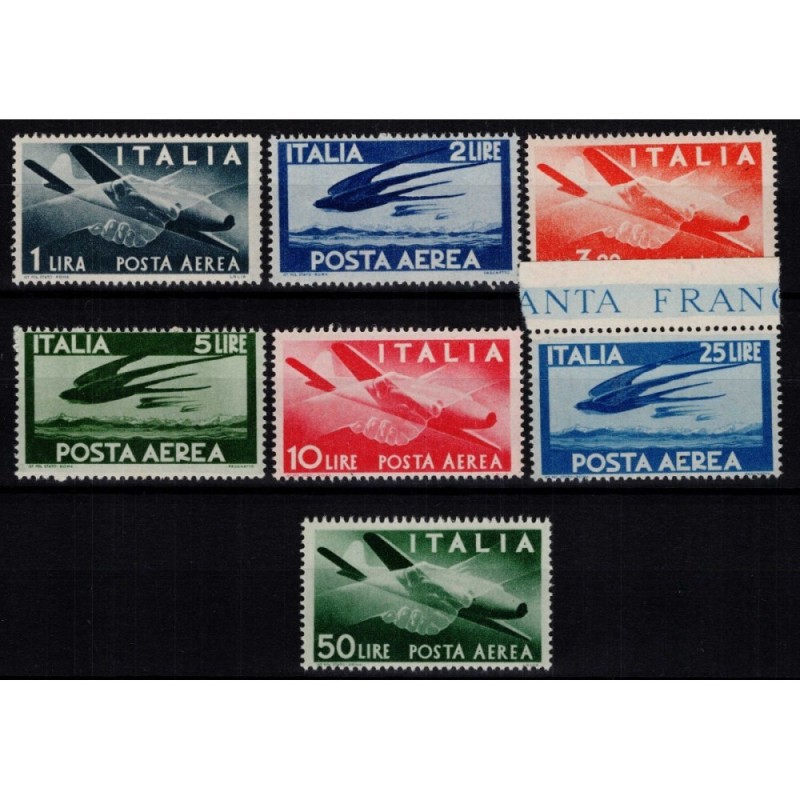 REPUBBLICA 1945-46 POSTA AEREA DEMOCRATICA 7 V. G.I MNH**  | Filate...