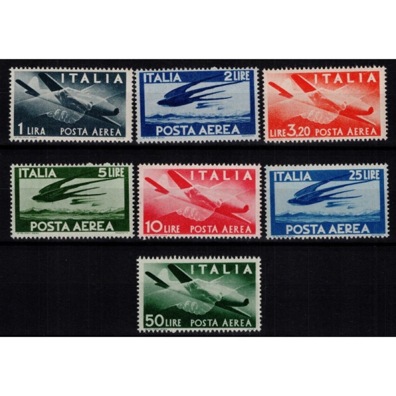 REPUBBLICA 1945-46 POSTA AEREA DEMOCRATICA 7 V. G.I MNH**  | Filate...