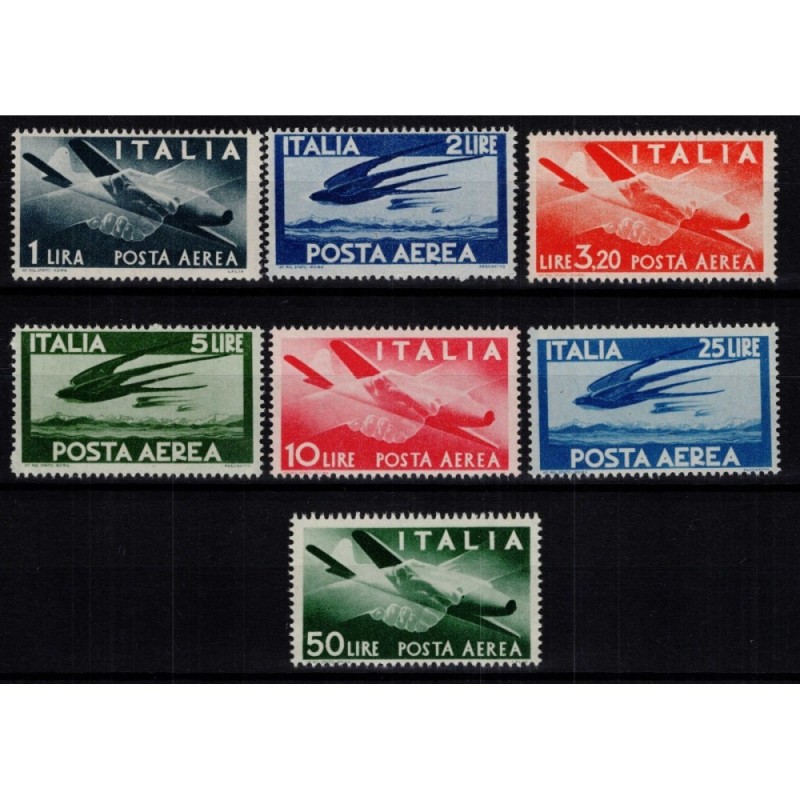 REPUBBLICA 1945-46 POSTA AEREA DEMOCRATICA 7 V. G.I MNH**  | Filate...