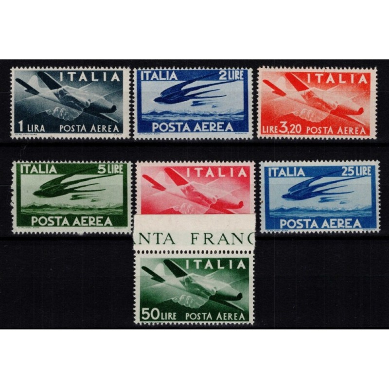 REPUBBLICA 1945-46 POSTA AEREA DEMOCRATICA 7 V. G.I MNH**  | Filate...