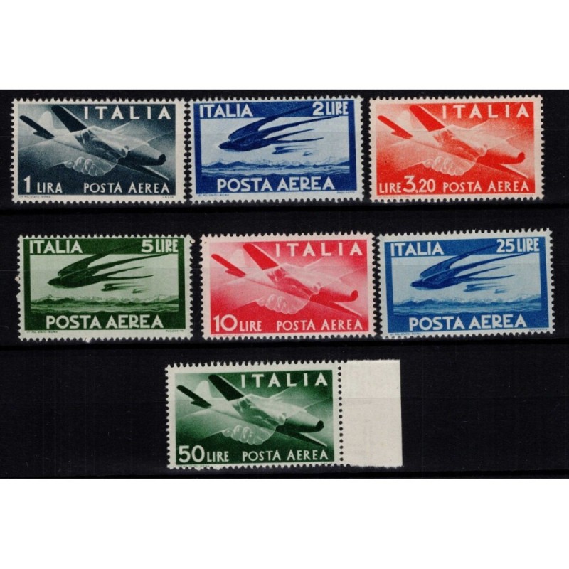 REPUBBLICA 1945-46 POSTA AEREA DEMOCRATICA 7 V. G.I MNH**  | Filate...