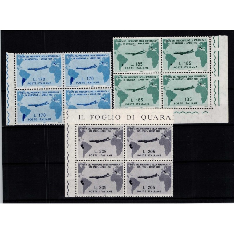 REPUBBLICA 1961 QUARTINE GRONCHI 12 V. G.I MNH**  | Filatelia Meloni