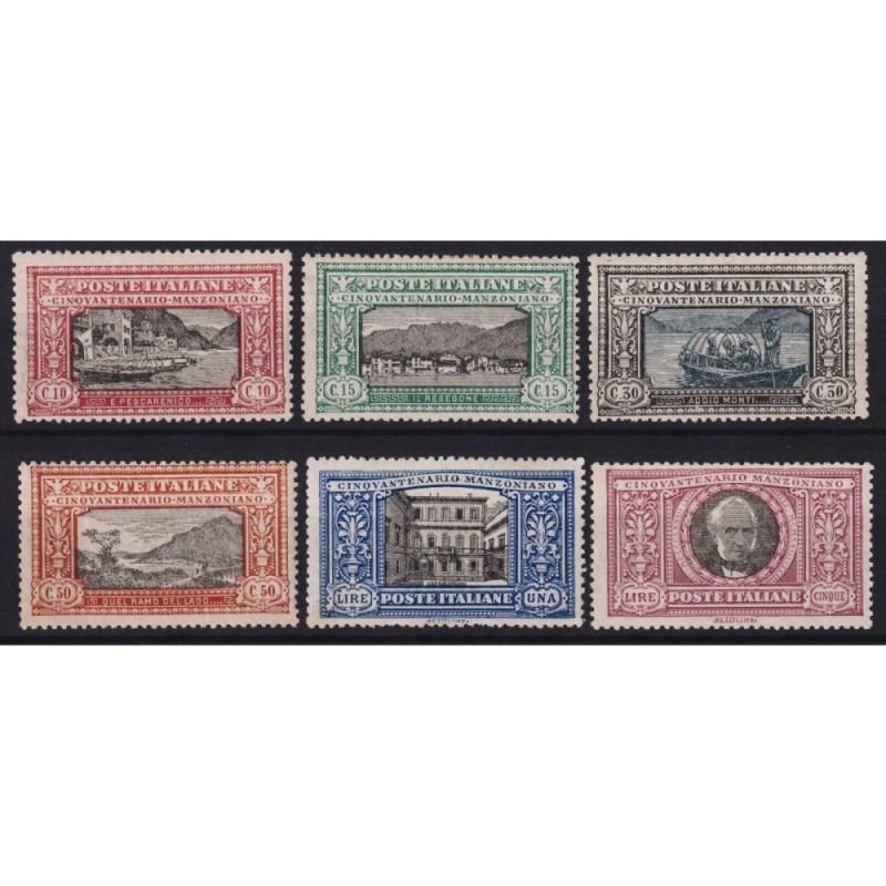 REGNO D'ITALIA 1923 MANZONI 6 VALORI G.I MNH** CERT.  | Filatelia M...