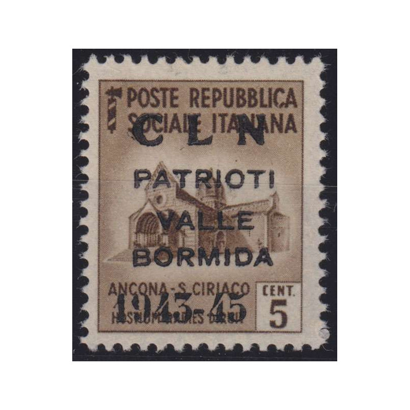 1945 VALLE BORMIDA 5 c. SOPR. CLN n.1A CERT. G.I. MNH**  | Filateli...