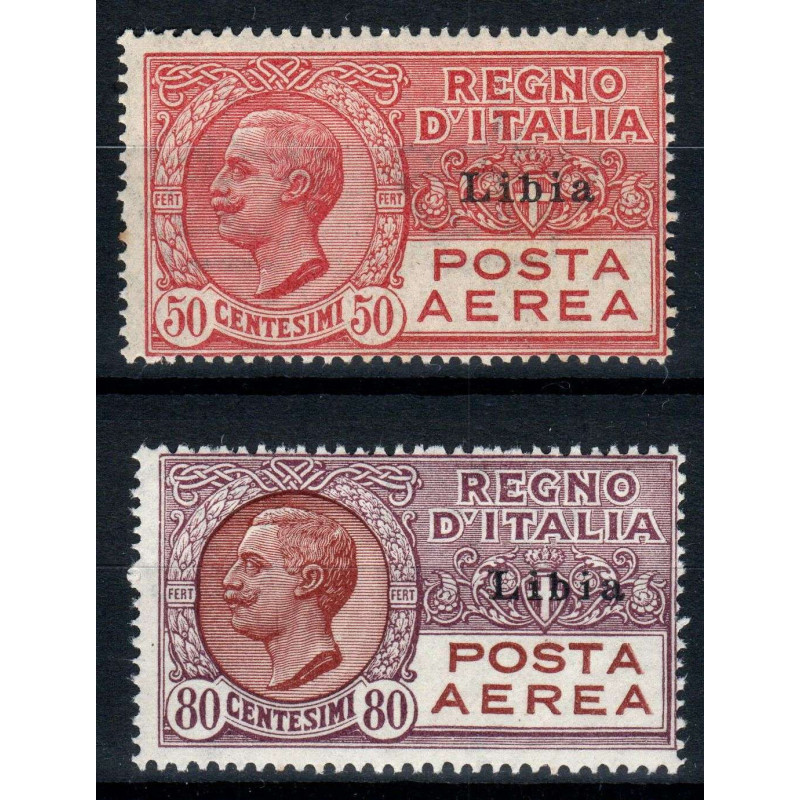 COLONIE LIBIA 1928-29 POSTA AEREA 2 VALORI N.1-2 G.I MNH**  | Filat...