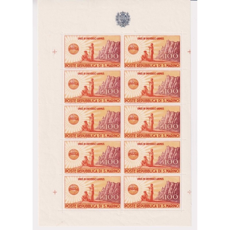 SAN MARINO 1946 MINIFOGLIO UNRRA N.6 G.I MNH**  | Filatelia Meloni