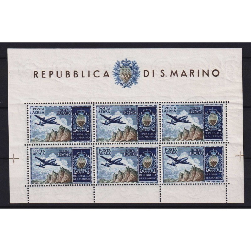 SAN MARINO 1954 FOGLIETTO BANDIERINO N.16 G.I MNH**  | Filatelia Me...