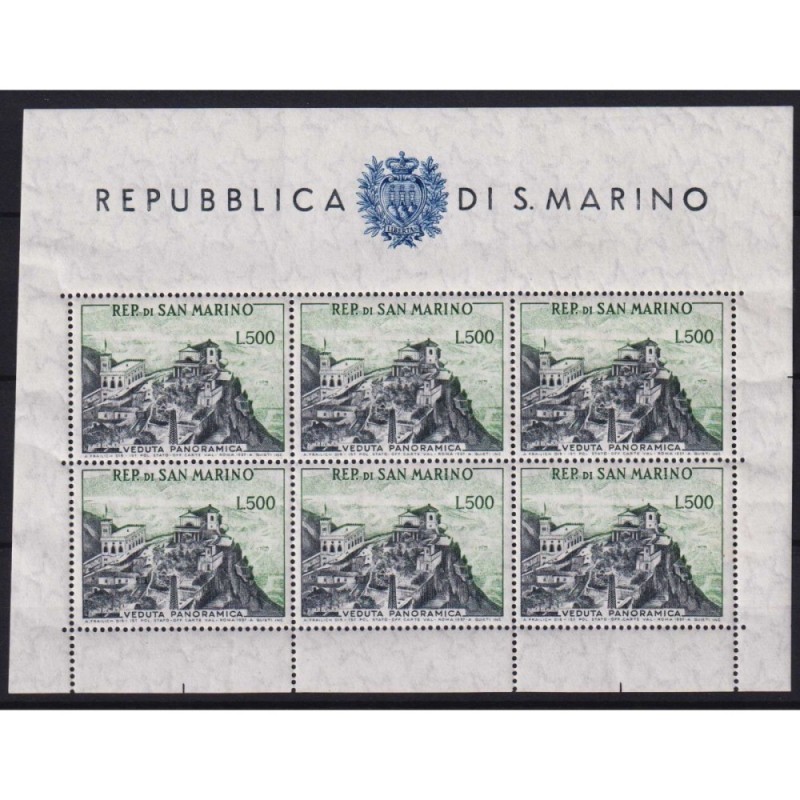 SAN MARINO 1955 FOGLIETTO VEDUTA N.18 G.I MNH** CERT.  | Filatelia ...