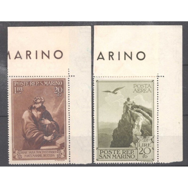 SAN MARINO 1944 PRO CASE POPOLARI 2 V. G.I MNH** ANGOLO FOGLIO  | F...