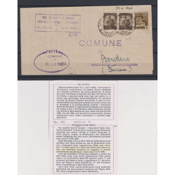 REPUBBLICA SOCIALE 1944-45 N.503 RARO USO TARDIVO CON DEMOCRATICA S...