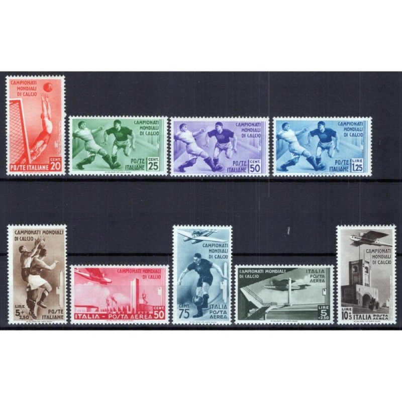 REGNO D'ITALIA 1934 CAMPIONATO MONDIALE DI CALCIO 9 VALORI G.I MNH*...