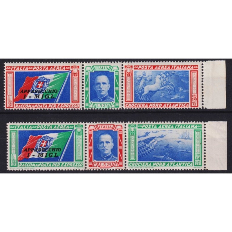 REGNO 1933 TRITTICI CROCIERA NORD ATLANTICA I – MIGL 2 V. G.I MNH**...