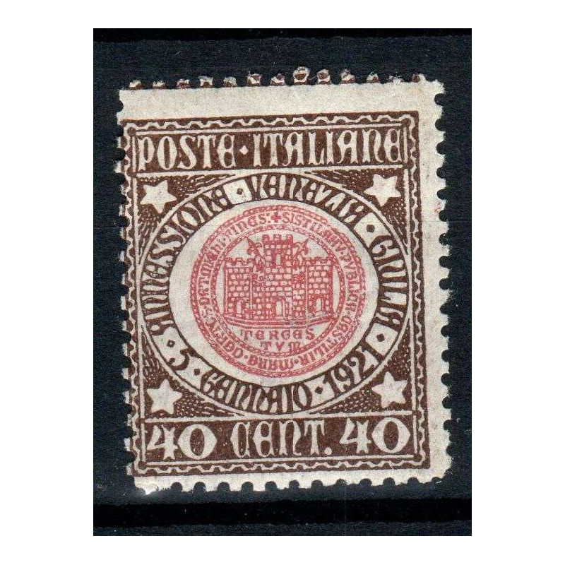 REGNO D'ITALIA 1921 ANNESSIONE VENEZIA GIULIA 40 CENTESIMI G.O MH* ...