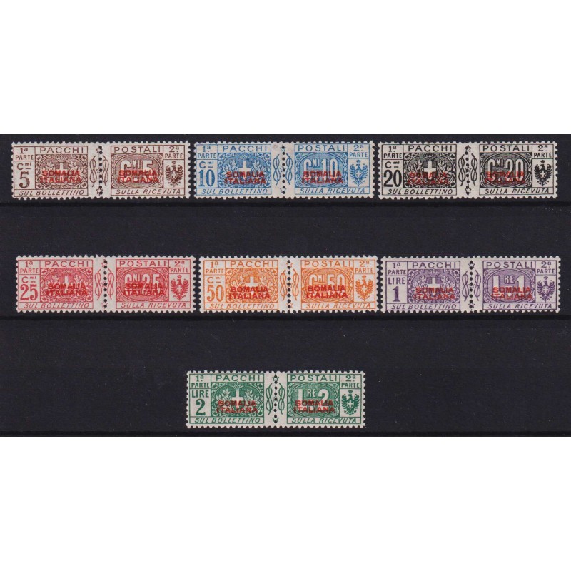 COLONIE SOMALIA 1926-31 PACCHI POSTALI NODO 7 V. I TIPO N.43-49 G.I...