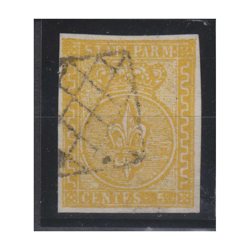 PARMA 1853-55 GIGLIO BORBONICO 5 CENTESIMI N.6 US OTTIMI MARGINI  |...