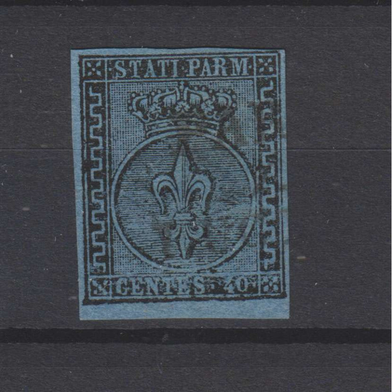 PARMA 1852 GIGLIO BORBONICO 40 CENTESIMI AZZURRO CHIARO N.5a US  | ...