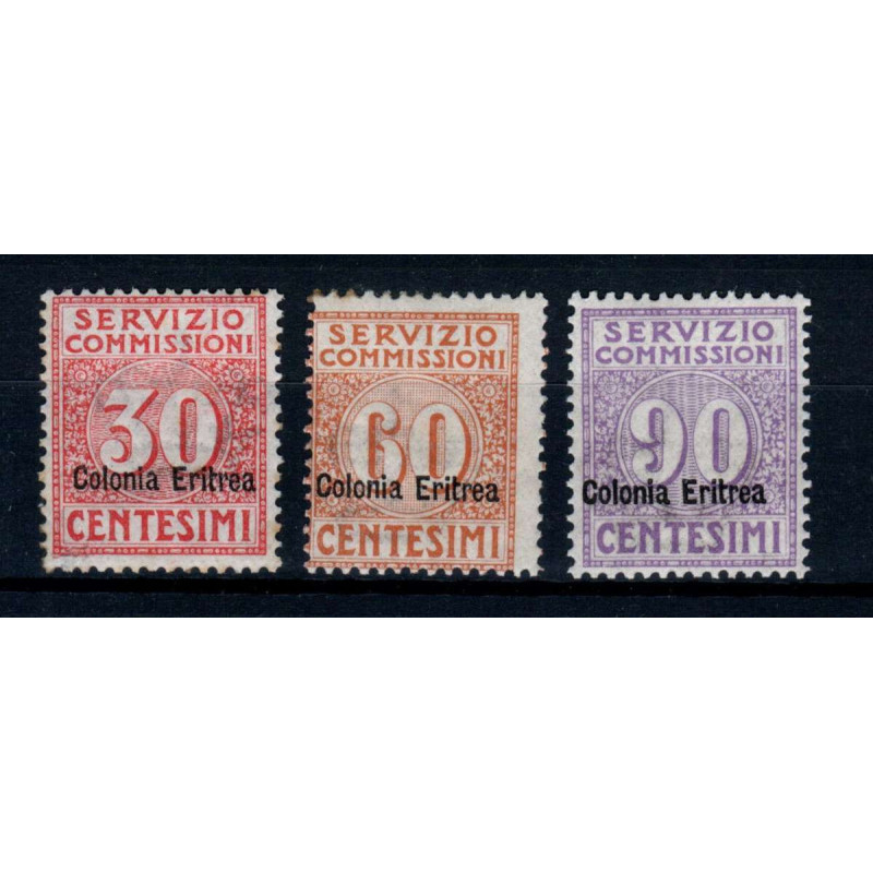 COLONIE ERITREA 1916 SERVIZIO COMMISSIONI 3 V. G.I MNH**  | Filatel...