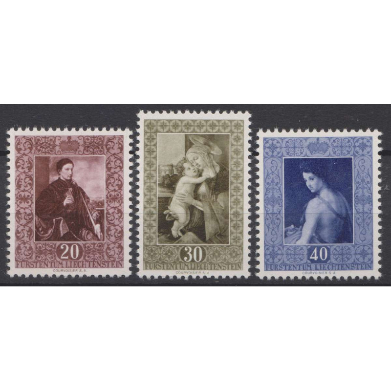 LIECHTENSTEIN 1952 QUADRI GALLERIA DEL PRINCIPATO 3 V. G.I MNH**  |...