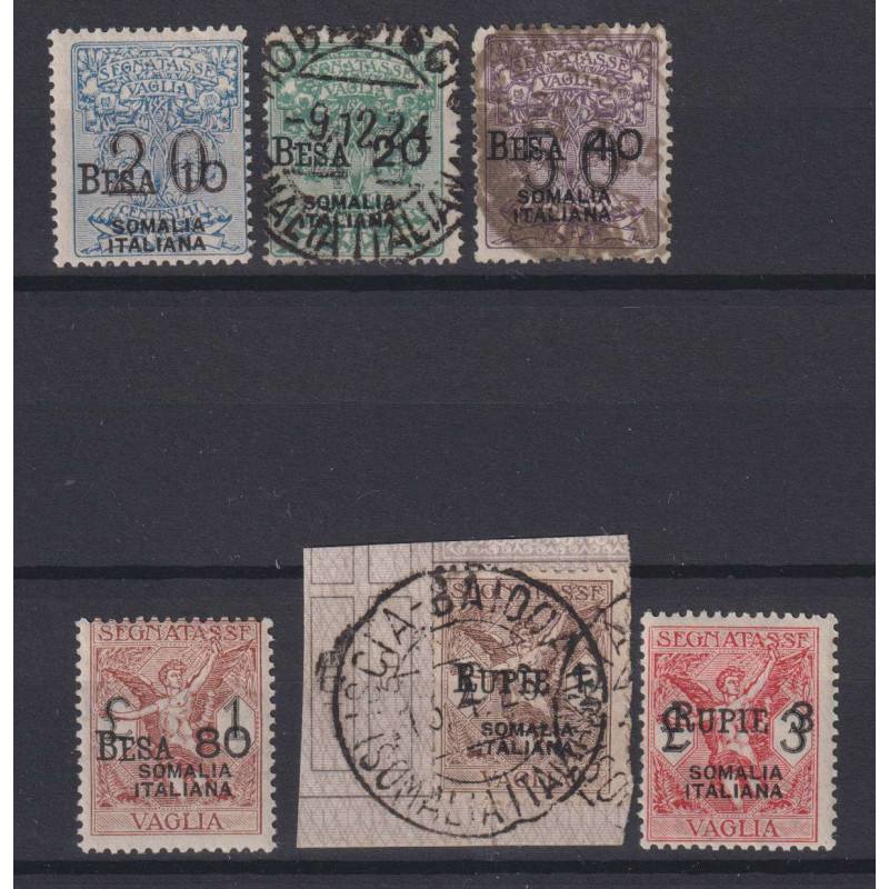 COLONIE SOMALIA 1924 SEGNATASSE PER VAGLIA 6 V. G.I MNH** / USATI  ...