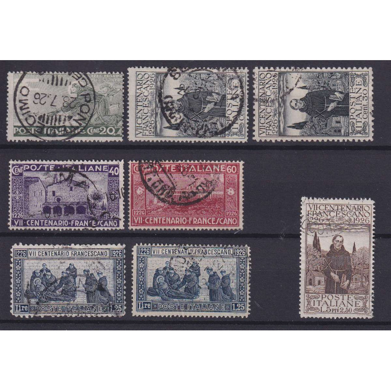 REGNO D'ITALIA 1926 MORTE SAN FRANCESCO 8 V. USATI ANNULLI ORIGINAL...