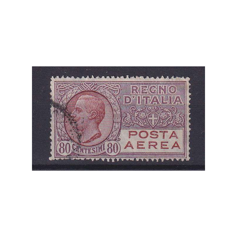 REGNO D'ITALIA 1926-28 POSTA AEREA 80 CENTESIMI N.3A US  | Filateli...