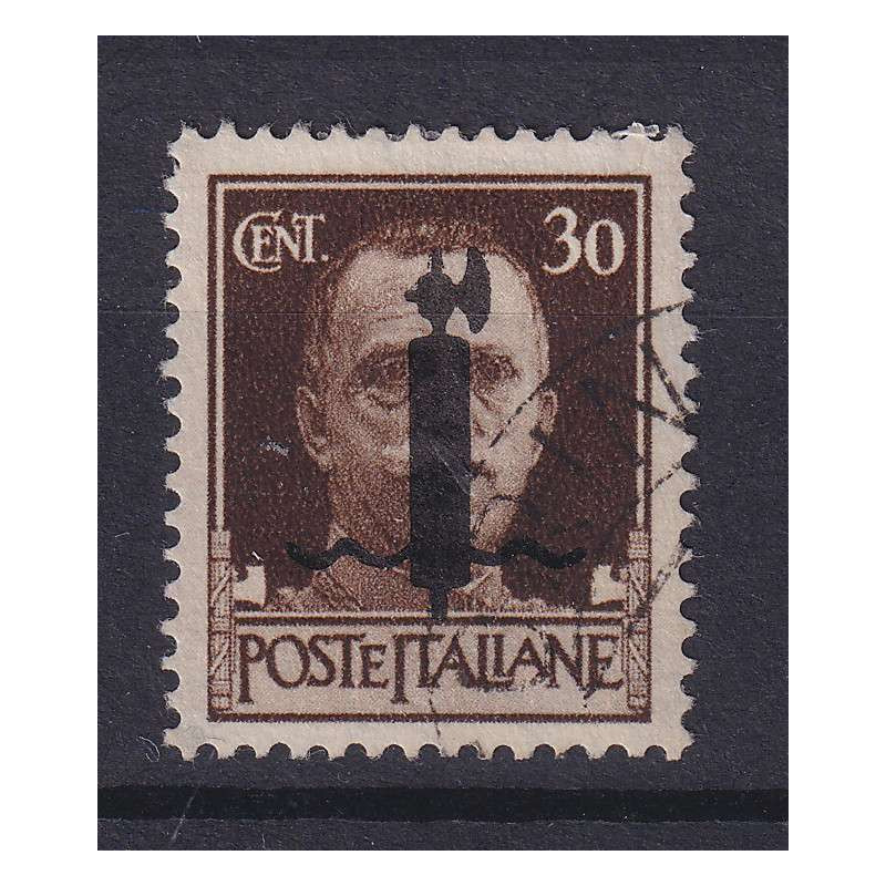 REPUBBLICA SOCIALE 1944 30 CENTESIMI N.492A SCAMBIO SOPR. US  | Fil...