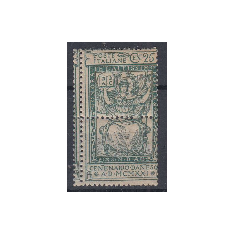 REGNO D'ITALIA 1921 DANTE 25 C. MULTI VARIETA' G.I MNH** NON CENSIT...