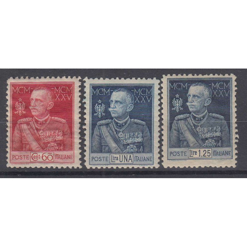 REGNO D'ITALIA 1925-26 GIUBILEO DEL RE 3 V. DENT.11 G.I MNH**  | Fi...