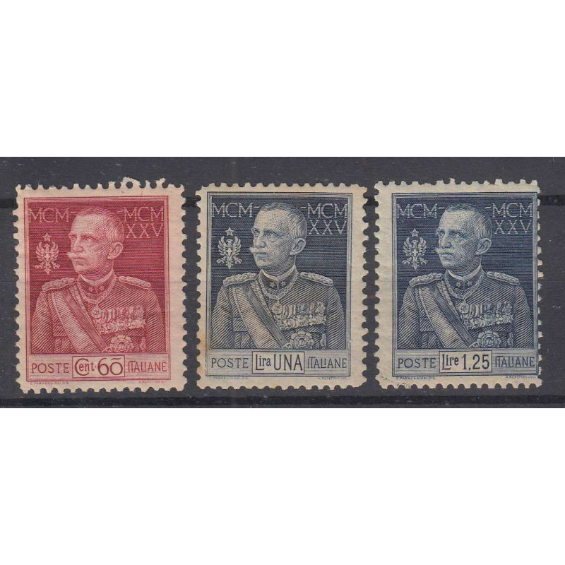 REGNO D'ITALIA 1925-26 GIUBILEO DEL RE 3 V. DENT.11 G.I MNH**  | Fi...