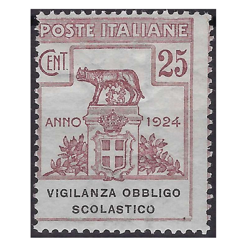 REGNO 1924 PARASTATALI VIGILANZA OBBLIGO SCOLASTICO 25 c. G.I. MNH*...