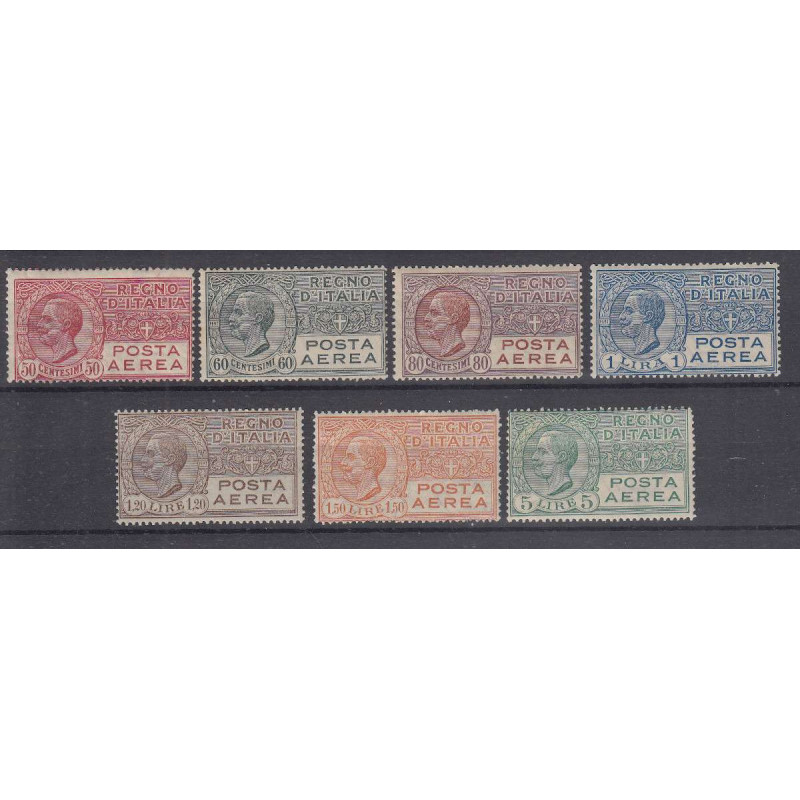 REGNO 1926-28 POSTA AEREA SERIE COMPLETA 7 VALORI G.I MNH** 60 C. G...