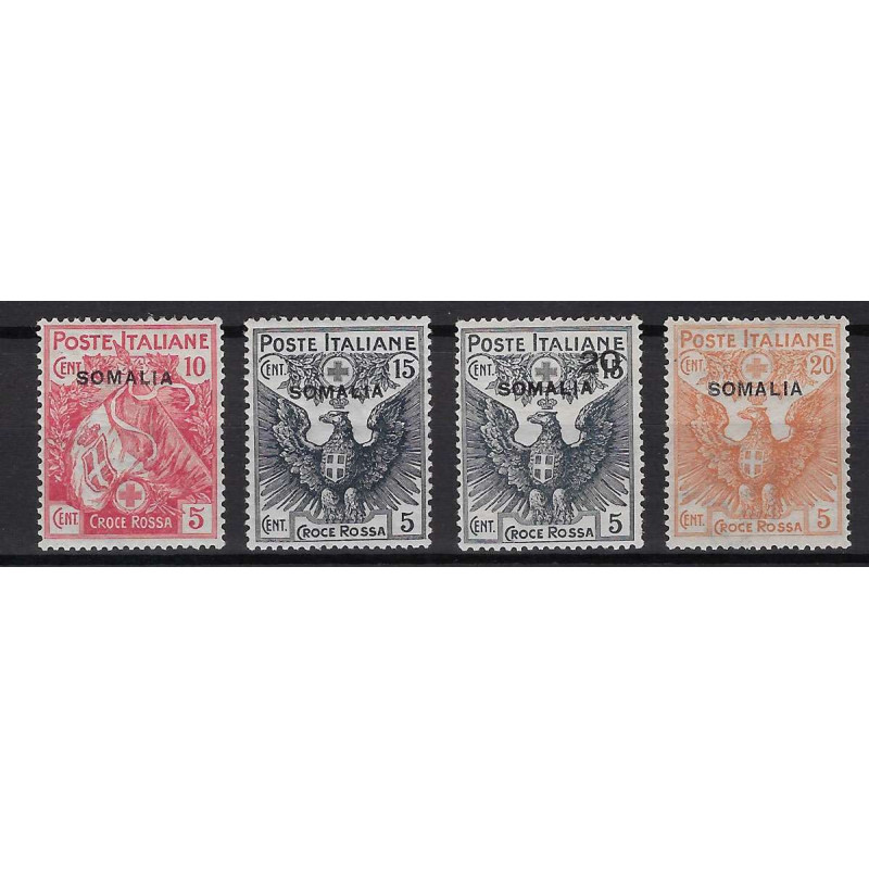 COLONIE SOMALIA 1916 CROCE ROSSA 4 VALORI G.I MNH**  | Filatelia Me...