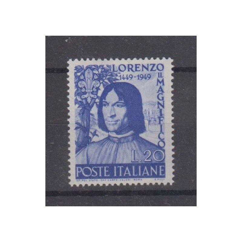 REPUBBLICA 1949 LORENZO IL MAGNIFICO G.I MNH**  | Filatelia Meloni